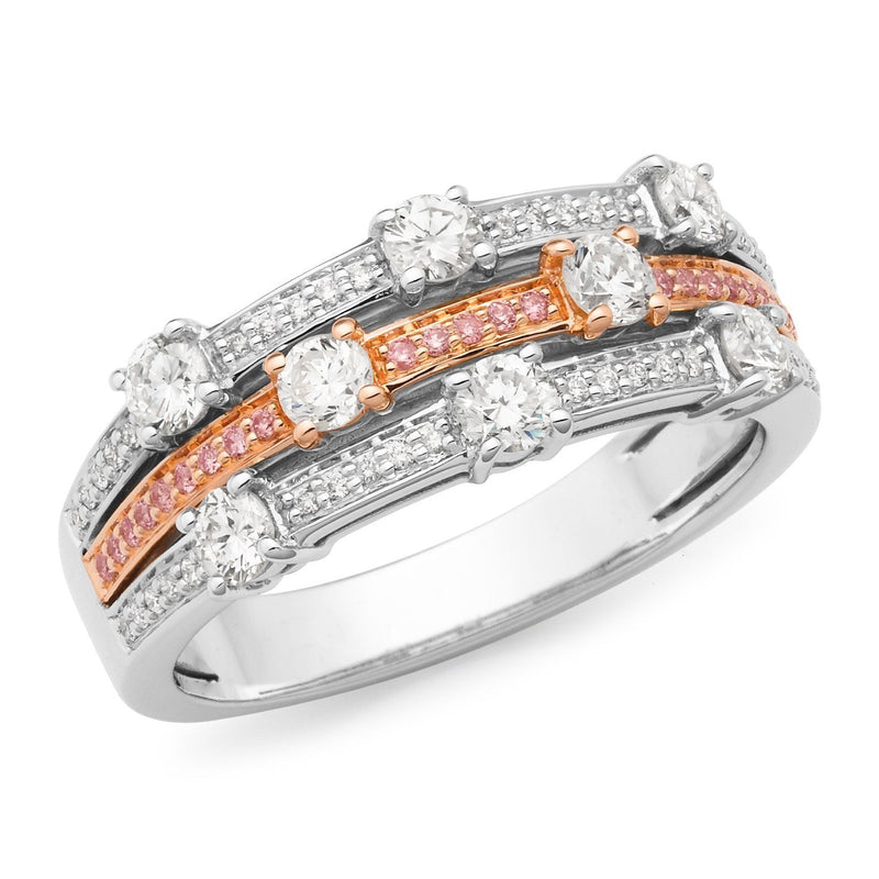 0.85ct Pink & White Diamond Ring in 9ct Rose & White Gold