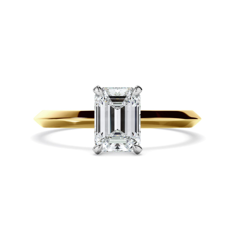 Emerald Cut Diamond Solitaire Knife Edge Engagement Ring