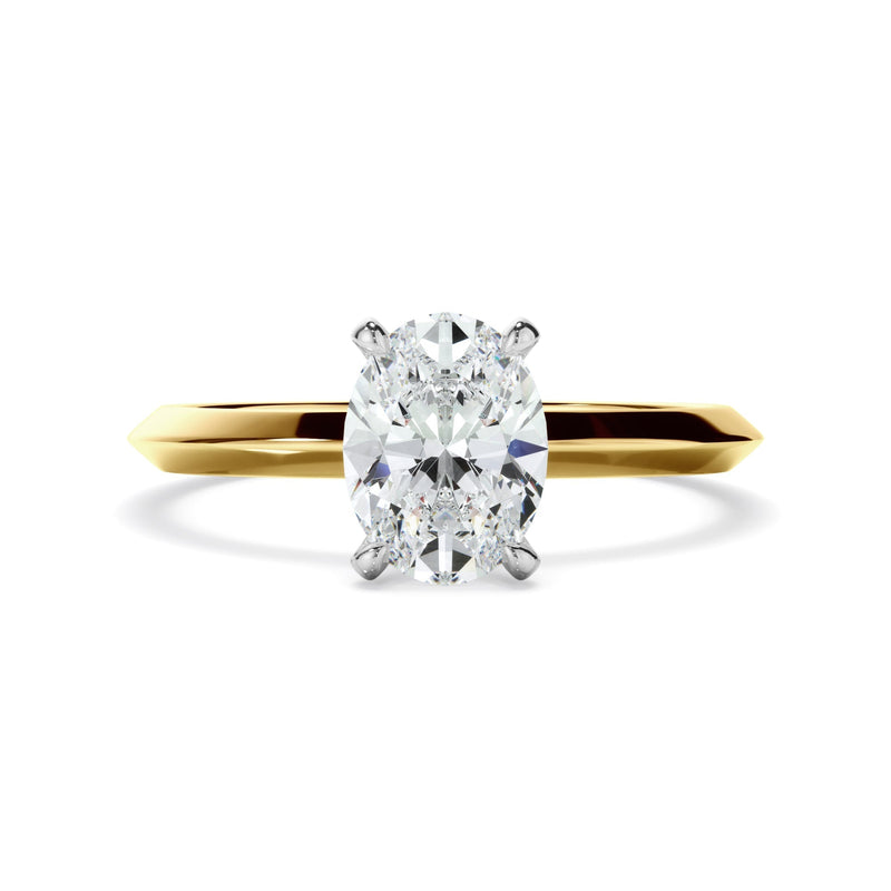 Oval Cut Diamond Solitaire Knife Edge Engagement Ring