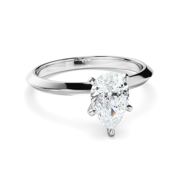 Pear Cut Diamond Solitaire Knife Edge Engagement Ring