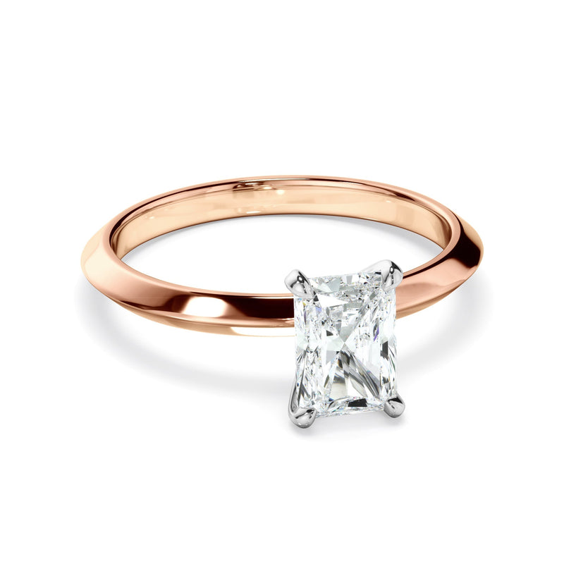 Radiant Cut Diamond Solitaire Knife Edge Engagement Ring