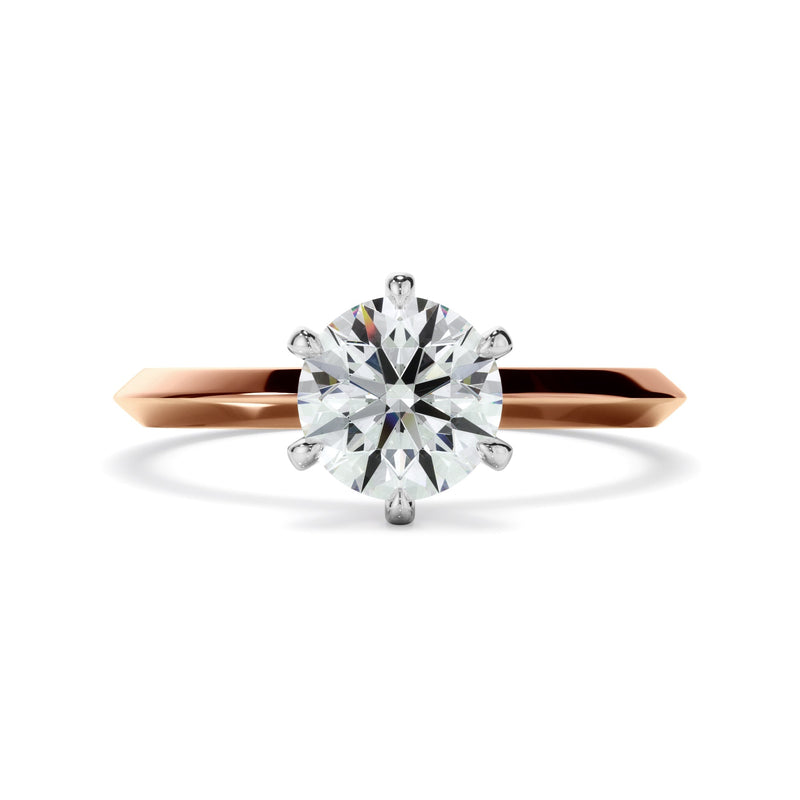 Round Brilliant Cut Diamond Solitaire Knife Edge Engagement Ring