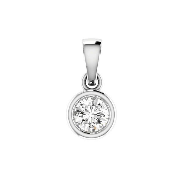 Diamond Solitaire Pendant with 0.14ct Diamonds in 9ct White Gold - 9WBP14