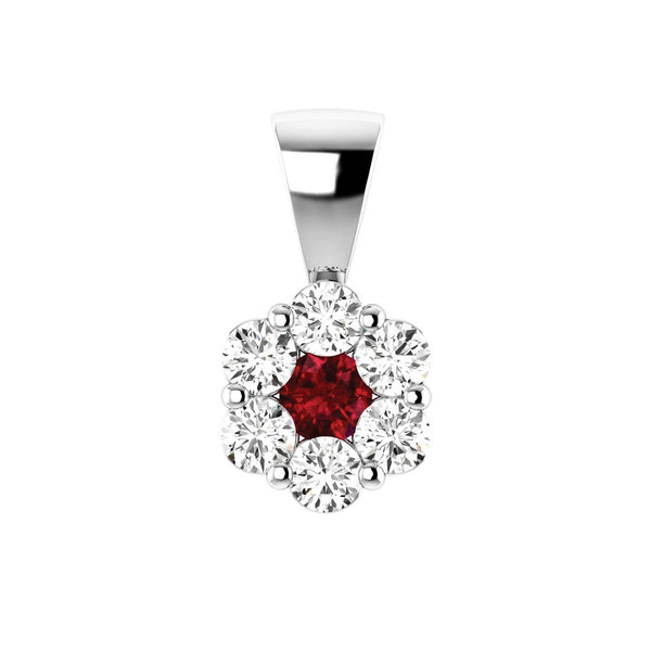 Ruby Diamond Pendant with 0.19ct Diamonds in 9ct White Gold - 9WRP25GHR