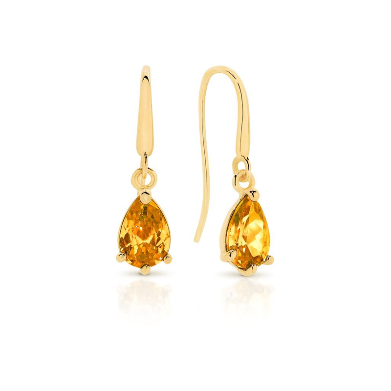 9ct gold citrine coloured cubic zirconia earrings