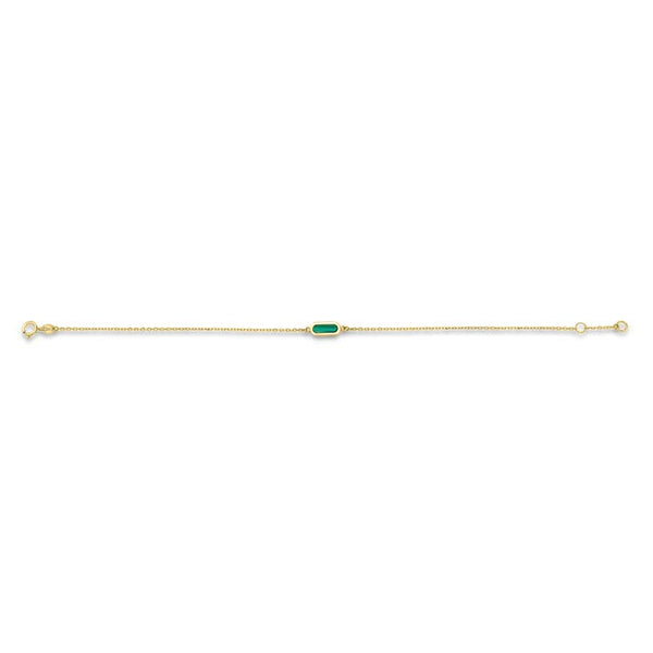 9ct Yellow Gold Malachite Bracelet 17-19cm