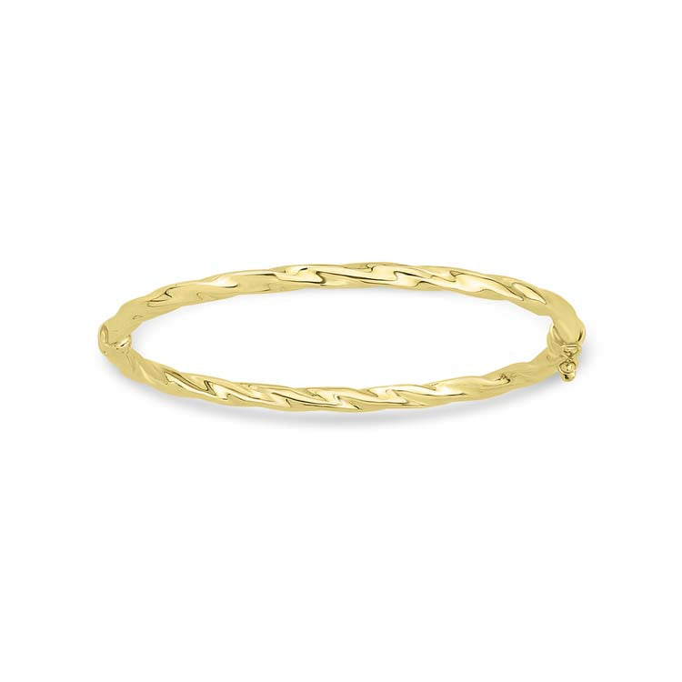 9ct Yellow Gold Twisted Hollow Bangle 60mm