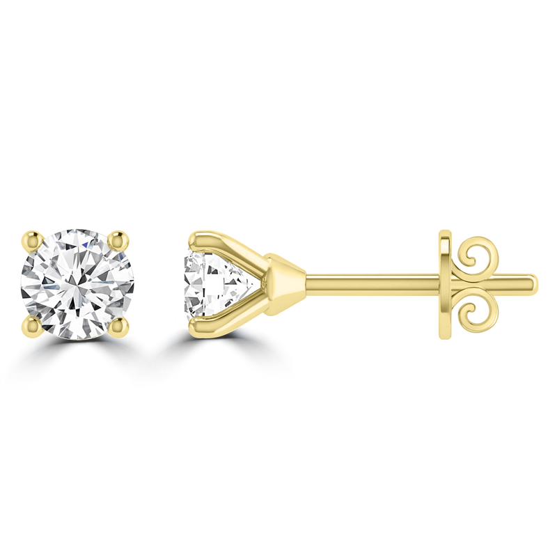 0.50ct GH I1 Diamond 4 Claw Studs in 9ct Yellow Gold