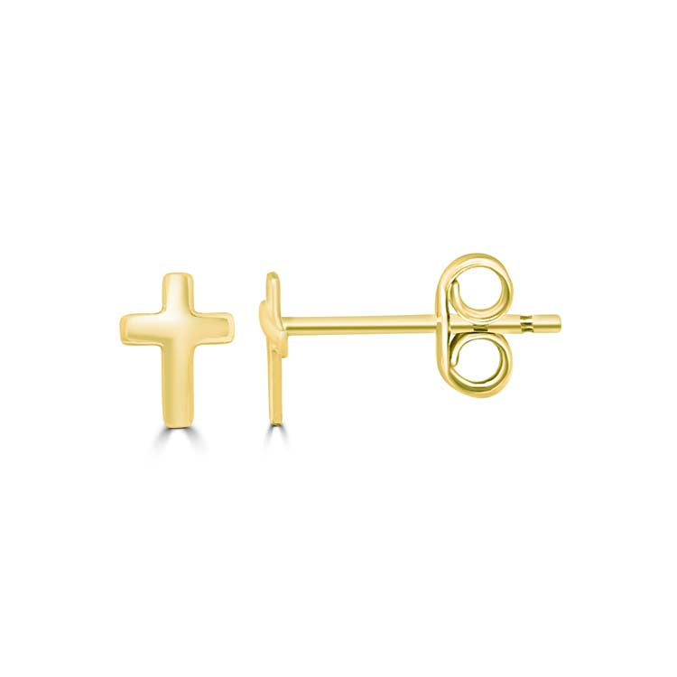 9ct Yellow Gold Solid Cross Stud Earrings