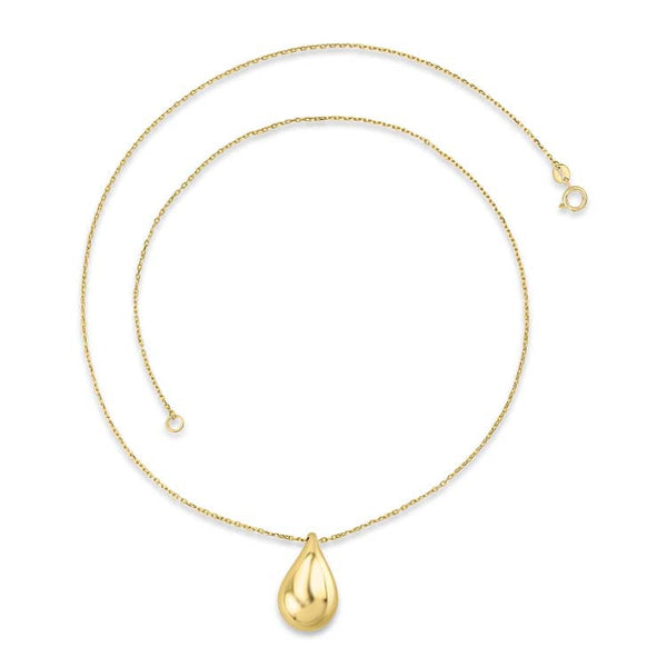 9ct Yellow Gold Bold Hollow Drop Necklace 40-45cm