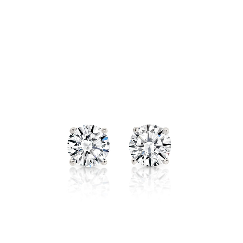 Silver round cubic zirconia studs 3mm