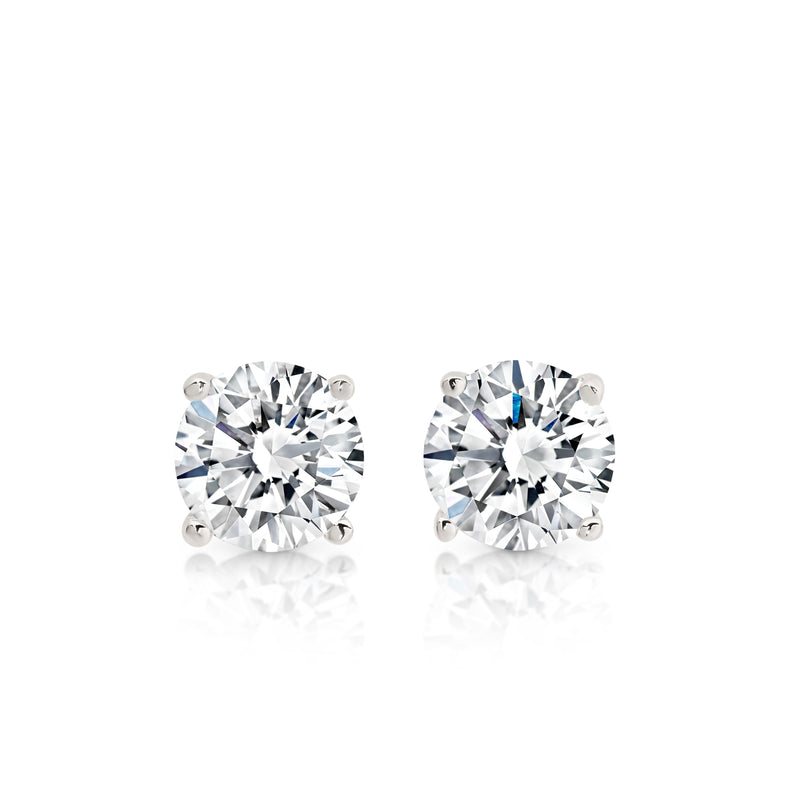 Silver round cubic zirconia studs 4mm