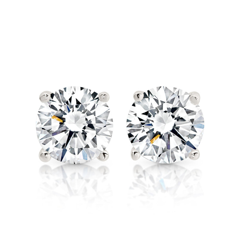 Silver round cubic zirconia studs 6mm