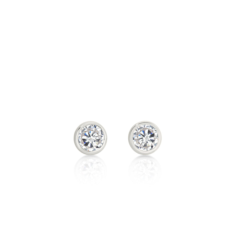 Silver cubic zirconia bezel studs 3mm