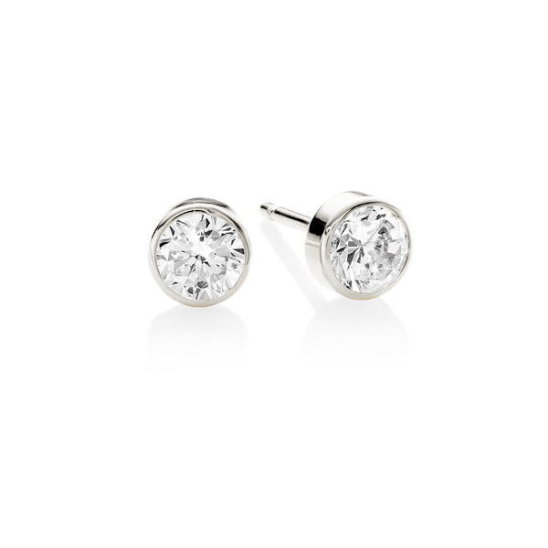 Silver cubic zirconia bezel studs 4mm