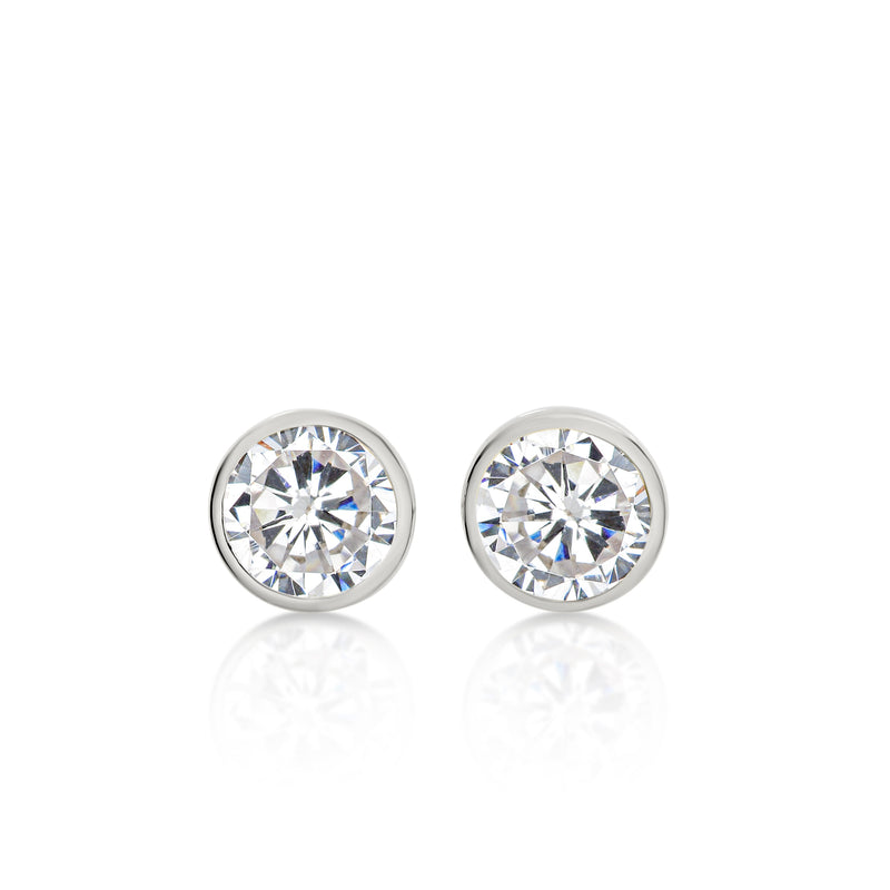 Silver cubic zirconia bezel studs 5mm