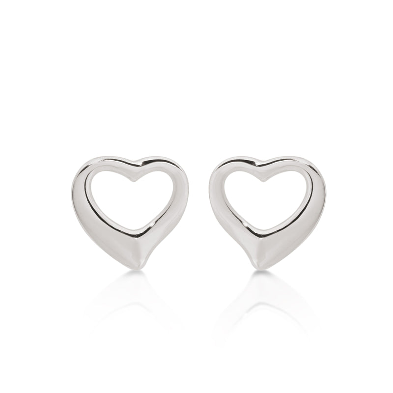 Silver open heart studs