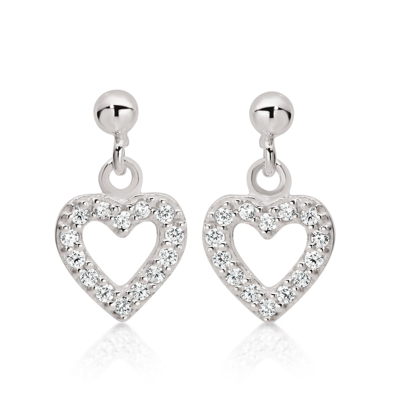 Silver cubic zirconia heart drops