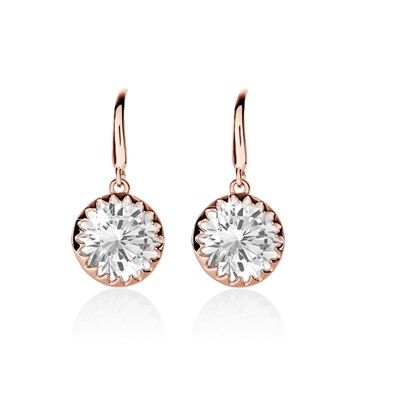 Silver stone set earrings with rose gold plating