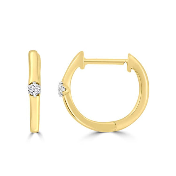 Diamond Hoop Earrings with 0.04ct Diamonds in 9ct Yellow Gold