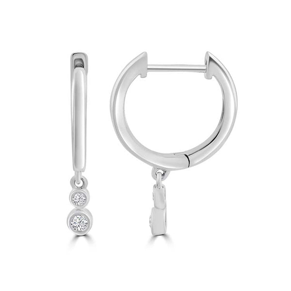 Diamond Hoop Earrings with 0.06ct Diamonds in 9ct White Gold