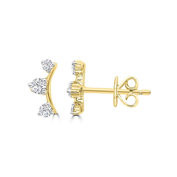 Diamond Stud Earrings with 0.197ct Diamonds in 9ct Yellow Gold