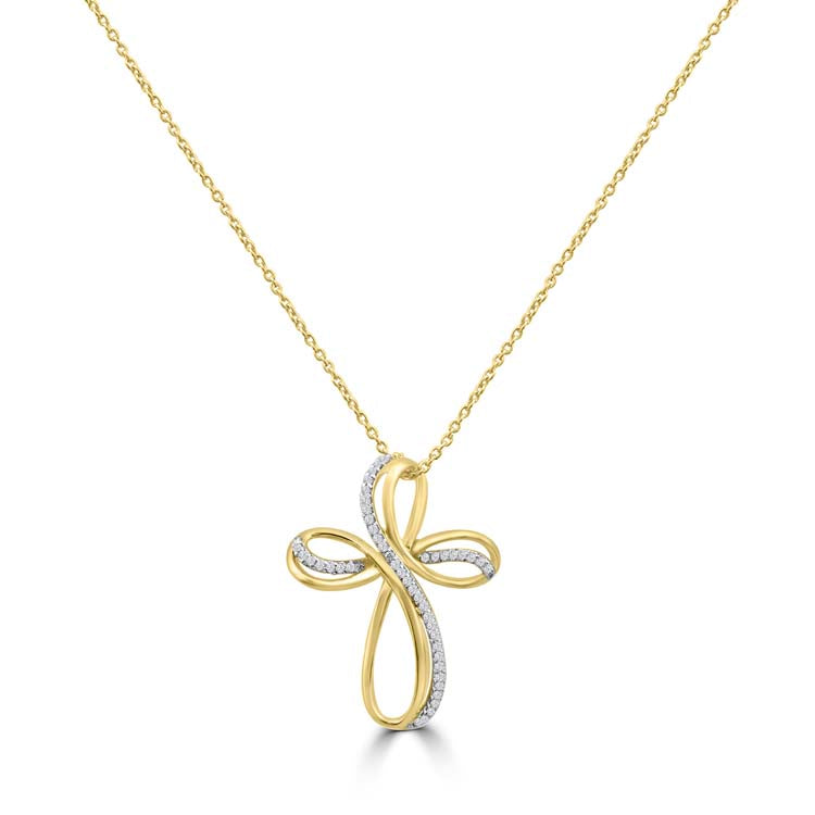 Diamond Necklace 40-45cm with 0.136ct Diamonds in 9ct Yellow Gold