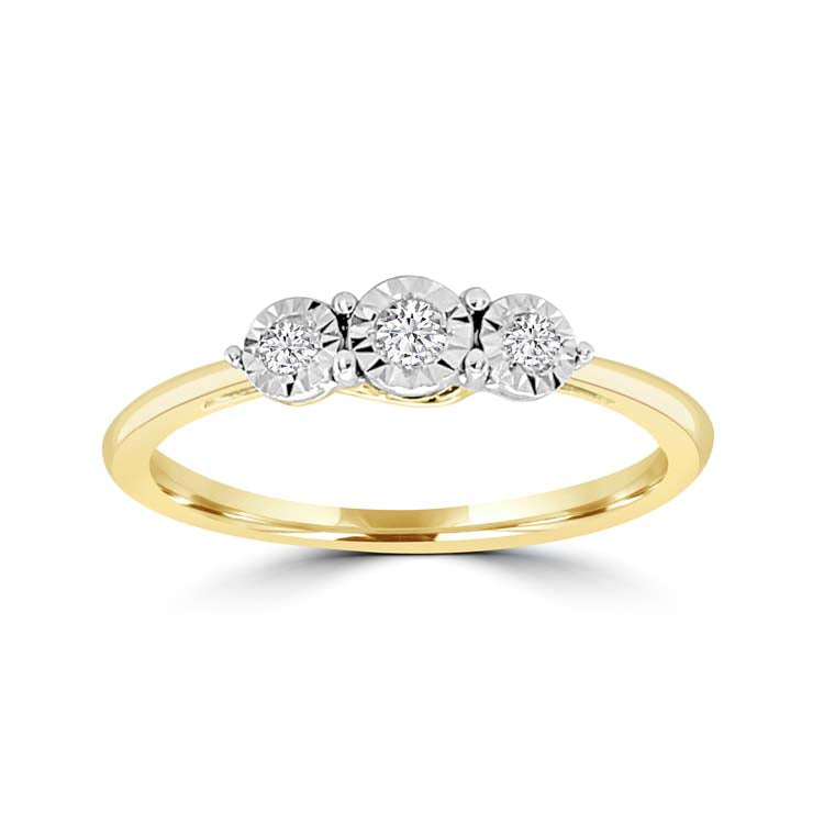 Diamond Ring with 0.08ct Diamonds in 9ct Yellow Gold