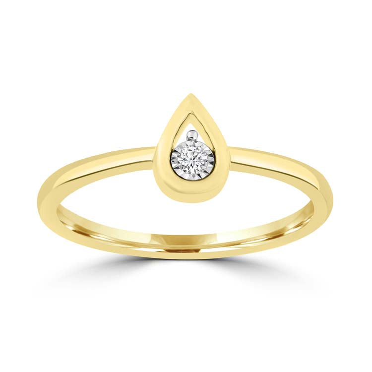 Diamond Ring with 0.03ct Diamonds in 9ct Yellow Gold