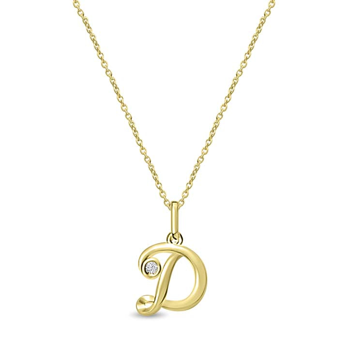 Diamond Initial 'D' Necklace 40-45cm with 0.018ct Diamonds in 9ct Yellow Gold