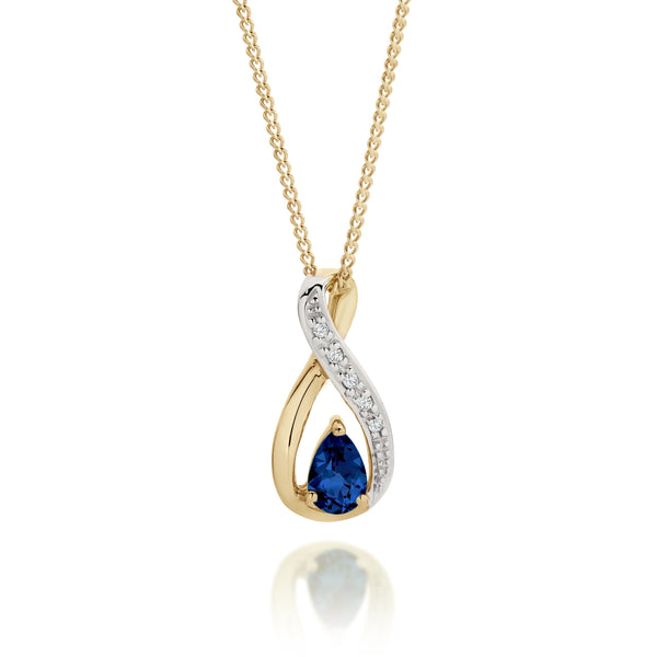 9ct gold sapphire & diamond pendant