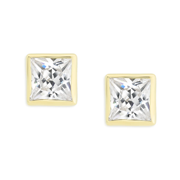 9ct gold square stone set studs (4mm)