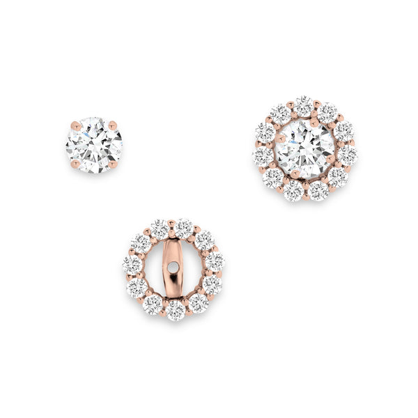 9ct rose gold 2 in 1 earrings