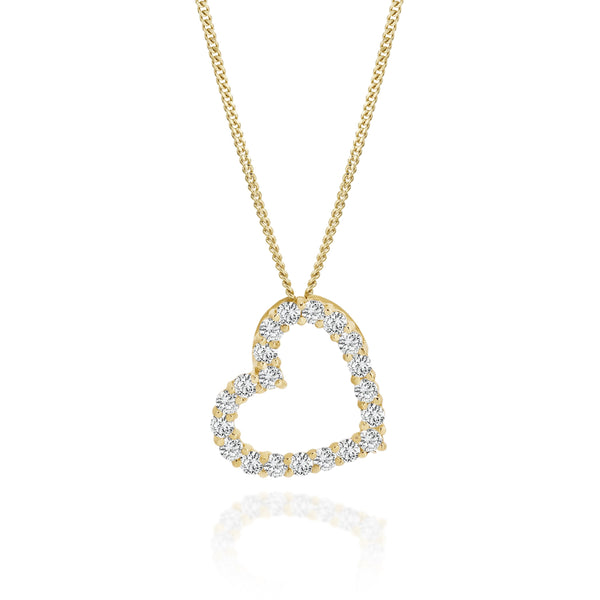 9ct gold stone set heart pendant