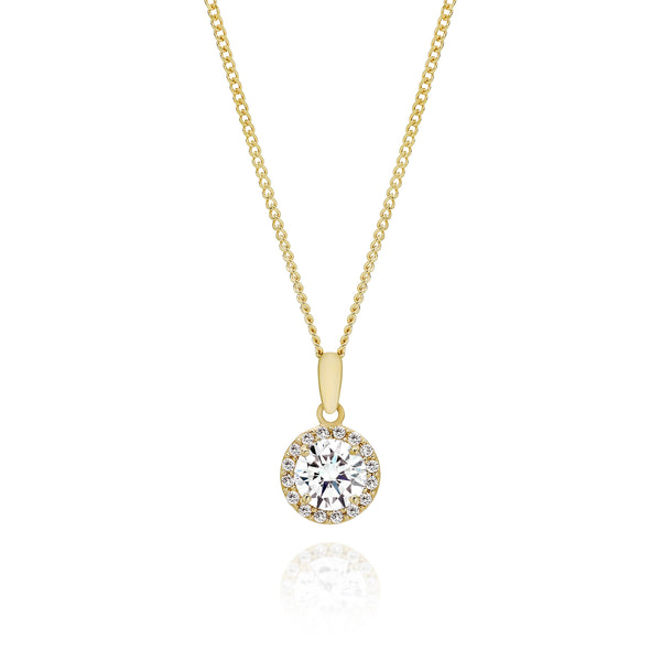 9ct gold stone set halo pendant