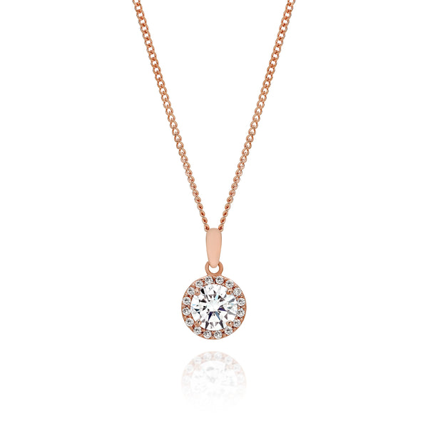 9ct rose gold halo pendant