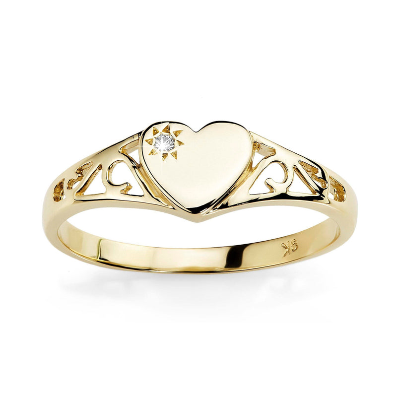 9ct gold heart signet ring