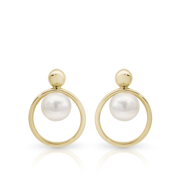 9ct gold pearl drop earrings