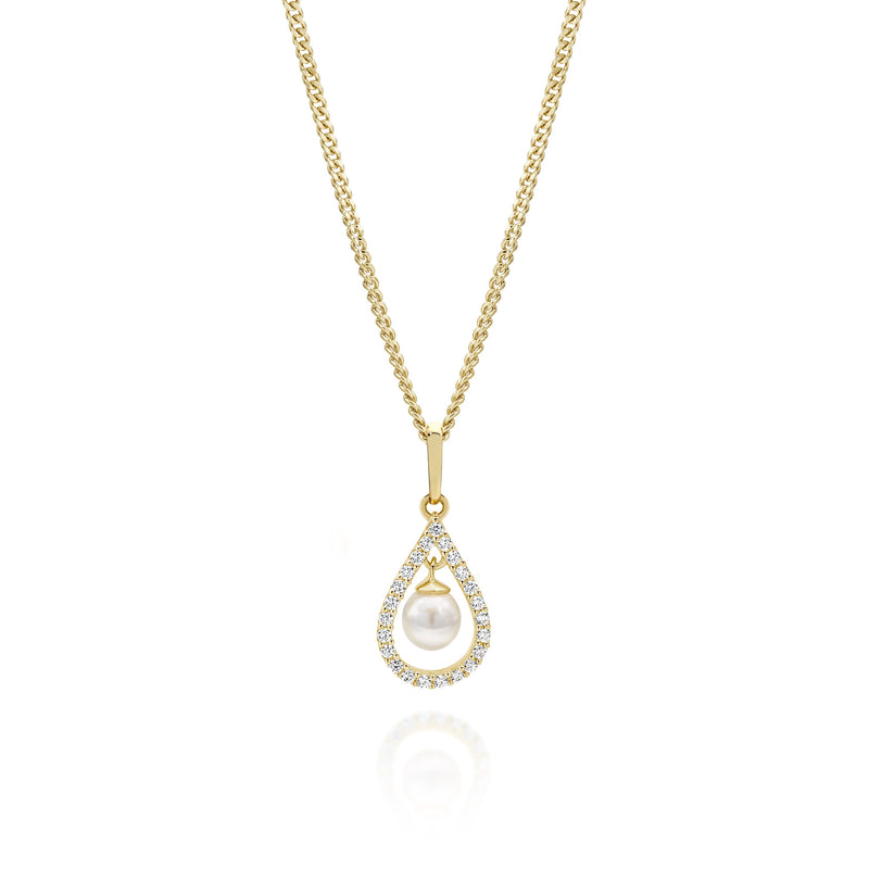 9ct gold tear drop pearl pendant