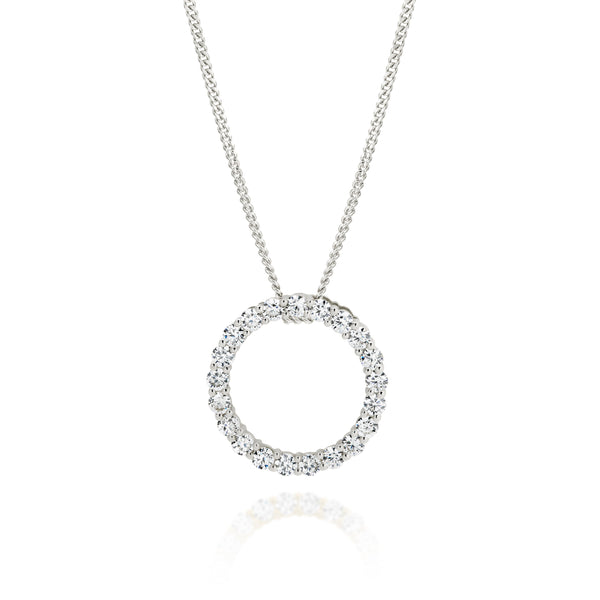 Silver cubic zirconia circle necklace