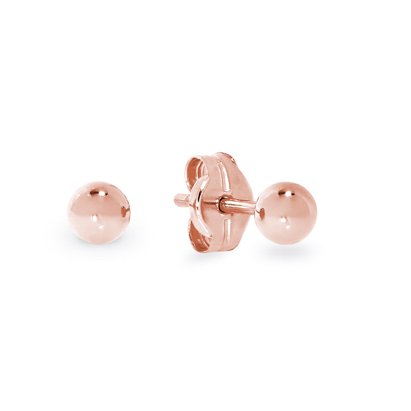 9ct rose gold 3mm ball studs