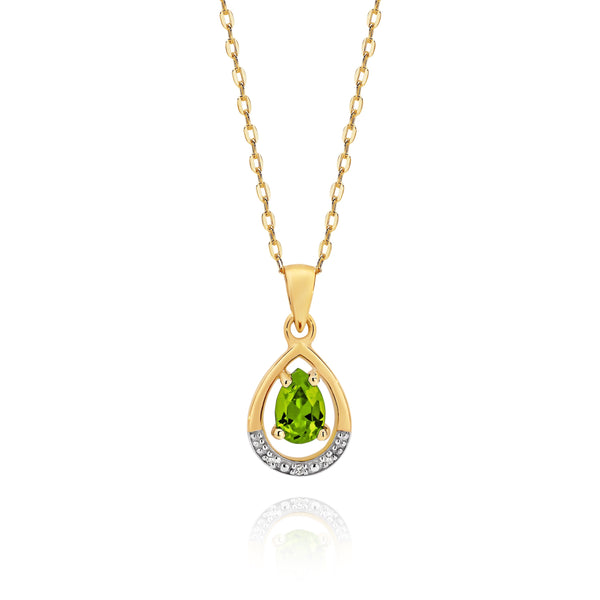 9ct gold peridot & diamond pendant