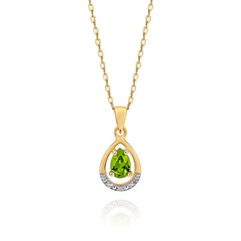 9ct gold peridot & diamond pendant