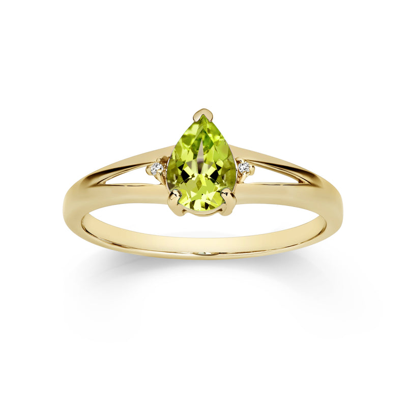 9ct peridot & diamond ring