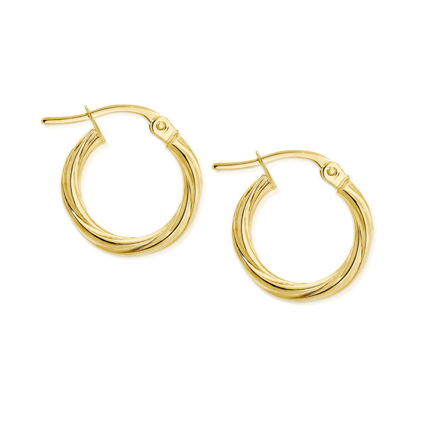 9ct gold twist hoops (10mm)