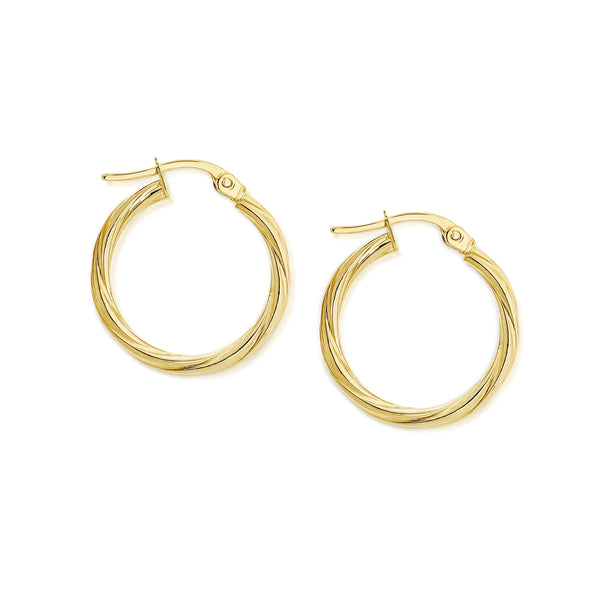 9ct gold twist hoops (15mm)