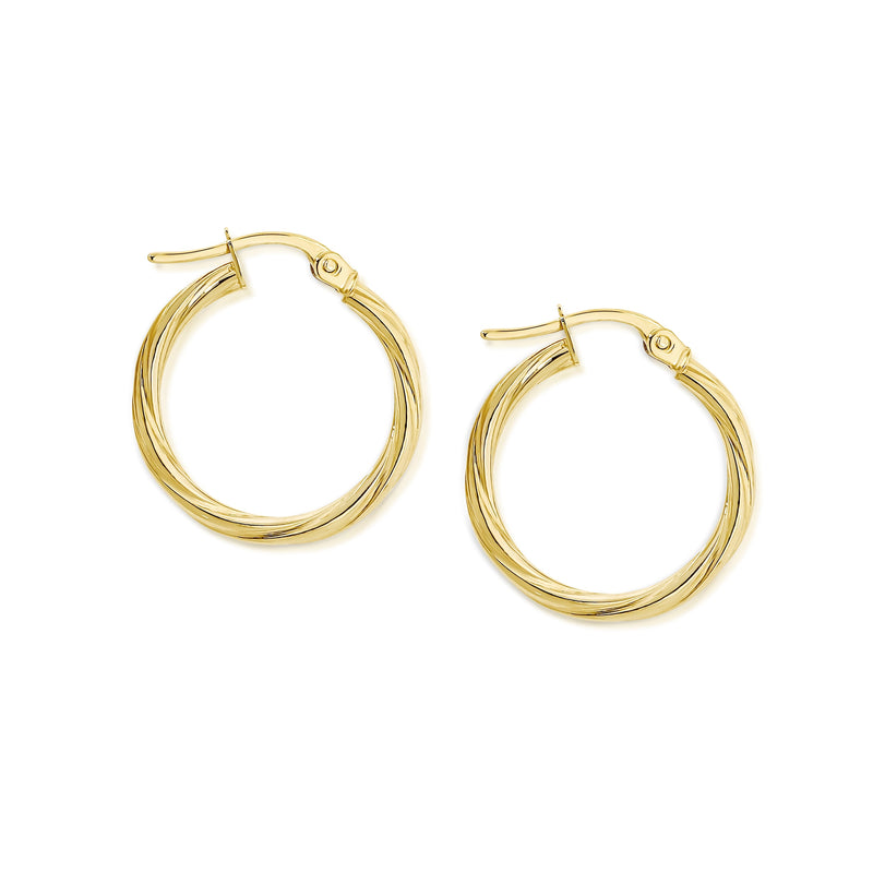 9ct gold twist hoops (15mm)