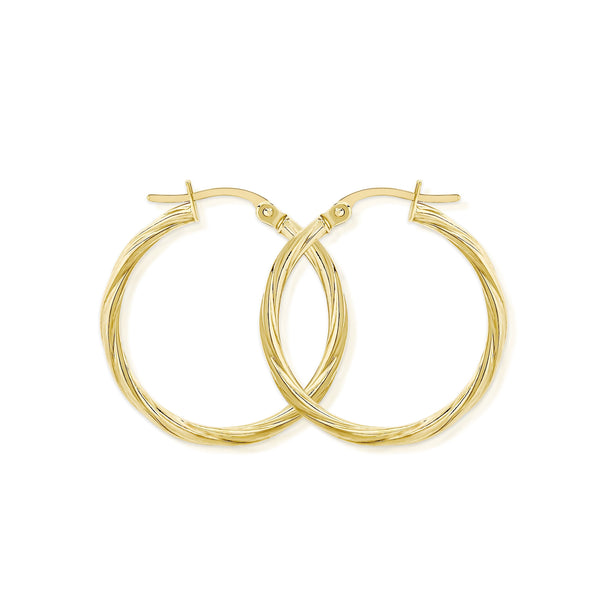 9ct gold twist hoops (20mm)