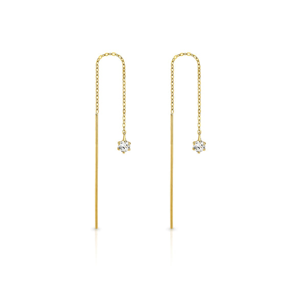 9ct gold cubic zirconia thread earrings