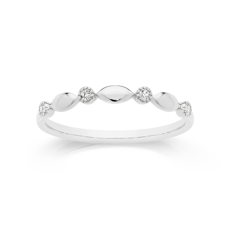 9ct white gold 0.05ct diamond band ring